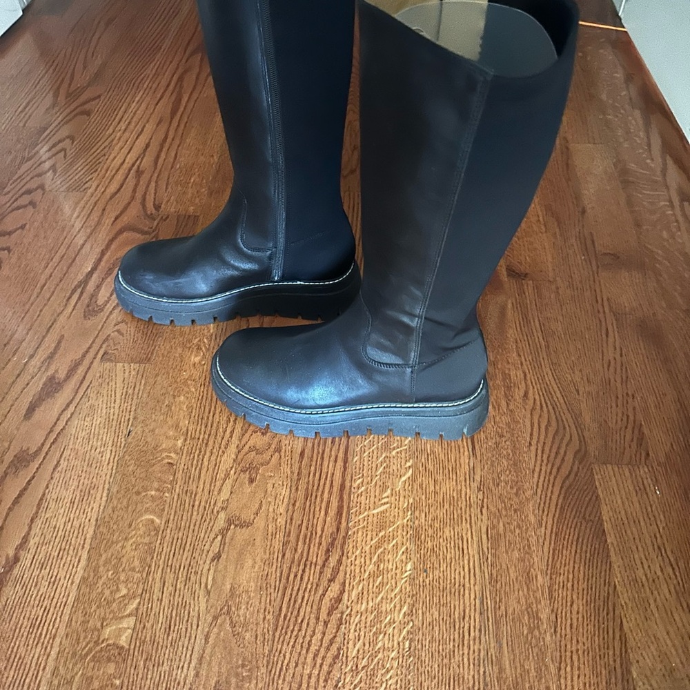 J/SLIDES black Leather wedge boots